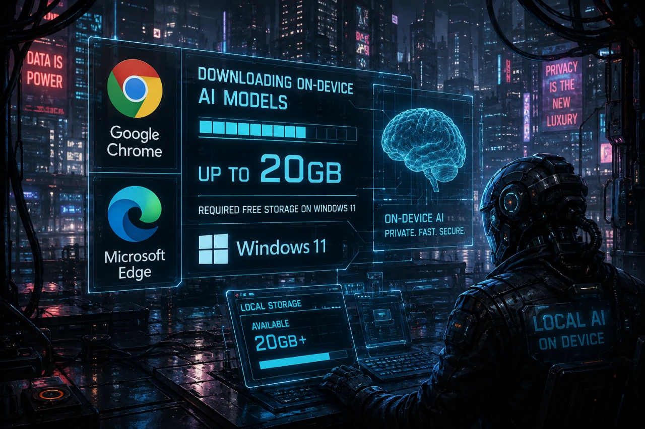 Google Chrome и Microsoft Edge требуют 20 ГБ свободного места для загрузки локальных ИИ-моделей