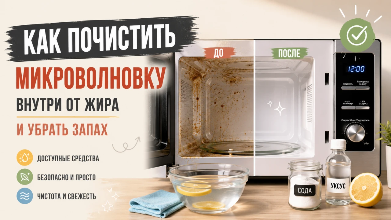 Как почистить микроволновку внутри от жира и убрать запах